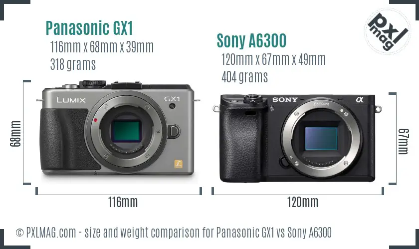 Panasonic GX1 vs Sony A6300 size comparison Panasonic GX1 vs Sony A6300 size comparison