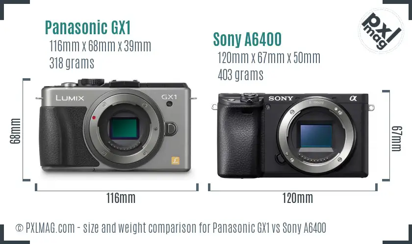 Panasonic GX1 vs Sony A6400 size comparison Panasonic GX1 vs Sony A6400 size comparison
