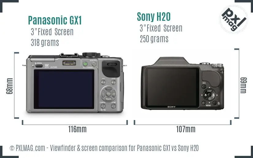 Panasonic GX1 vs Sony H20 Screen and Viewfinder comparison Panasonic GX1 vs Sony H20 Screen and Viewfinder comparison
