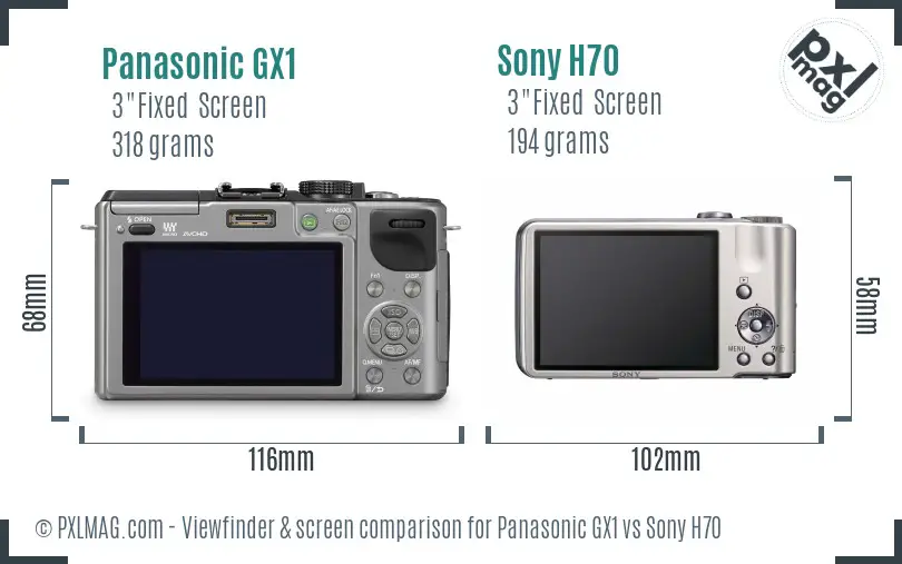 Panasonic GX1 vs Sony H70 Screen and Viewfinder comparison