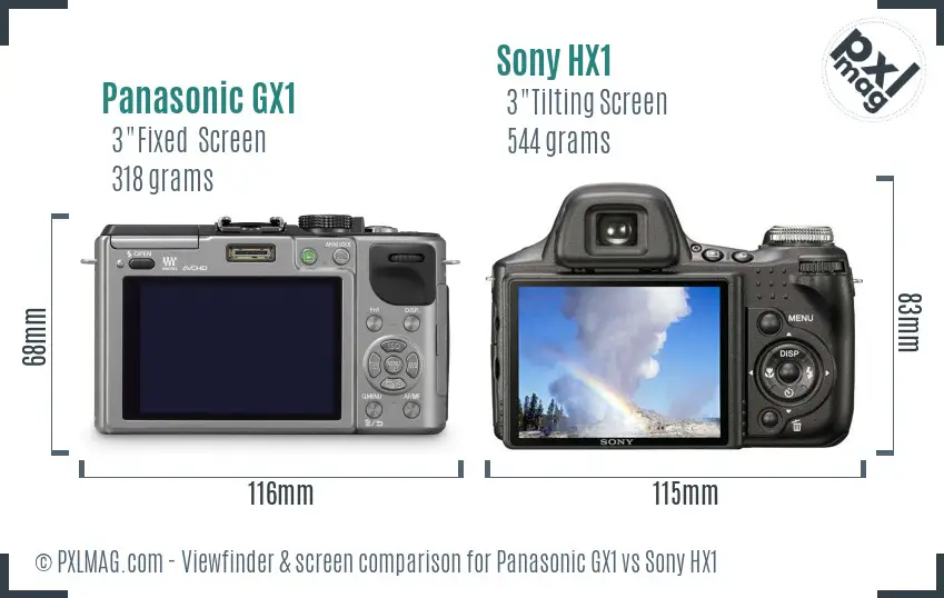 Panasonic GX1 vs Sony HX1 Screen and Viewfinder comparison