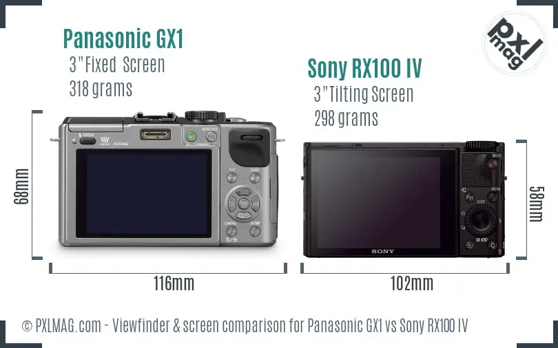 Panasonic GX1 vs Sony RX100 IV Screen and Viewfinder comparison