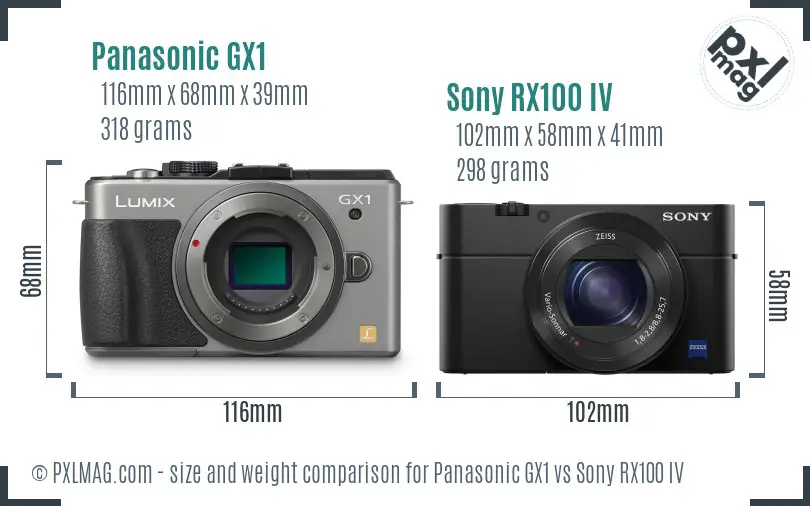Panasonic GX1 vs Sony RX100 IV size comparison Panasonic GX1 vs Sony RX100 IV size comparison