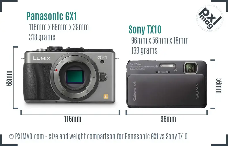 Panasonic GX1 vs Sony TX10 size comparison