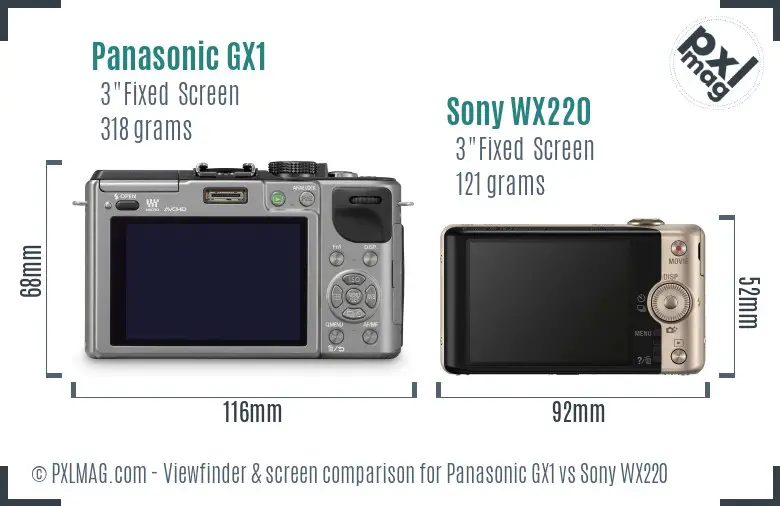Panasonic GX1 vs Sony WX220 Screen and Viewfinder comparison