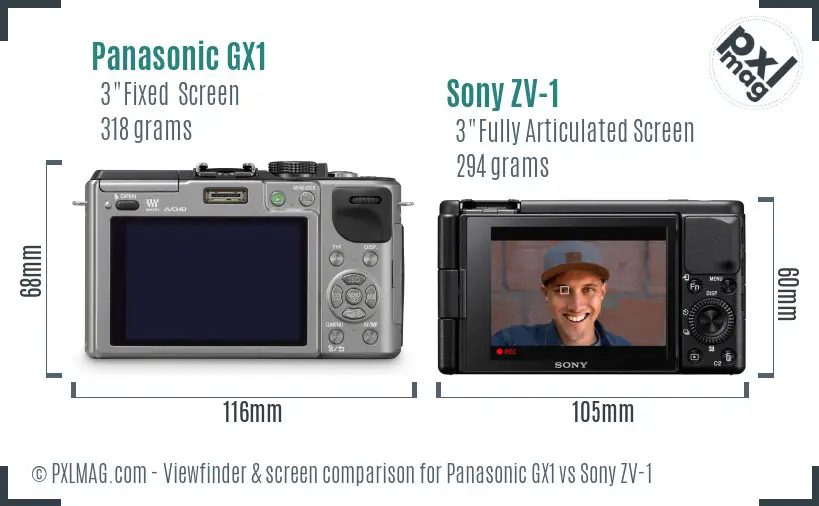 Panasonic GX1 vs Sony ZV-1 Screen and Viewfinder comparison