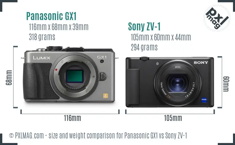 Panasonic GX1 vs Sony ZV-1 size comparison