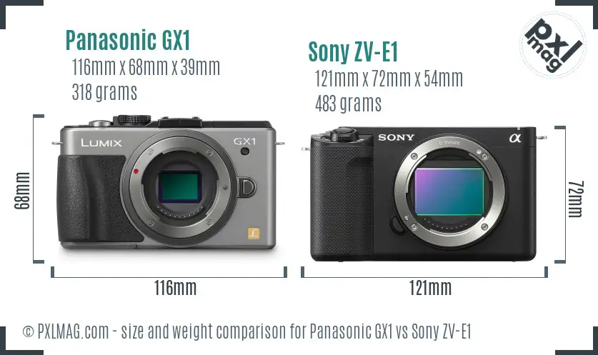Panasonic GX1 vs Sony ZV-E1 size comparison Panasonic GX1 vs Sony ZV-E1 size comparison