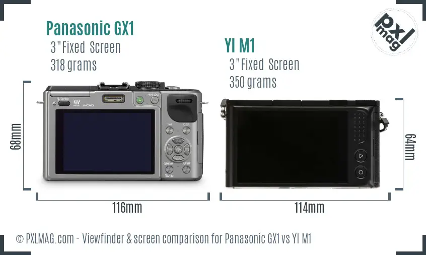 Panasonic GX1 vs YI M1 Screen and Viewfinder comparison