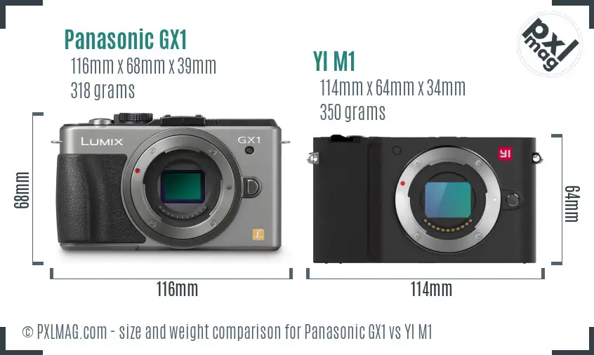 Panasonic GX1 vs YI M1 size comparison
