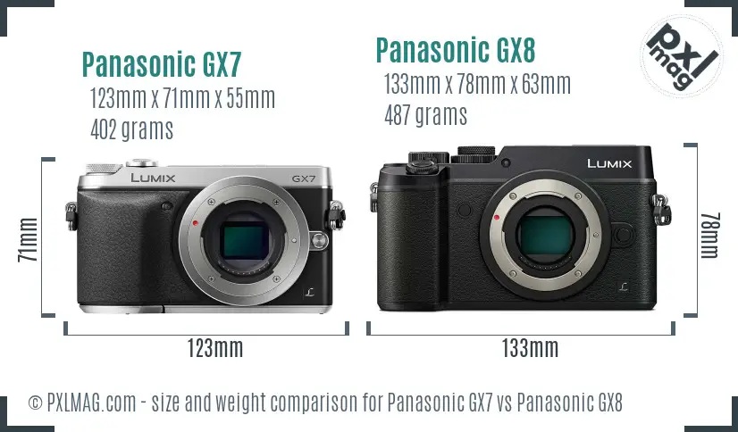 Panasonic GX7 vs Panasonic GX8 size comparison