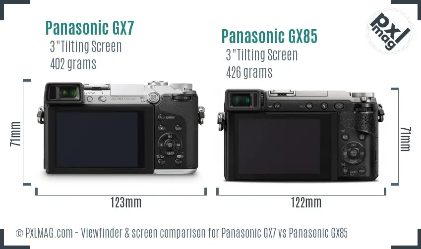 Panasonic GX7 vs Panasonic GX85 Screen and Viewfinder comparison