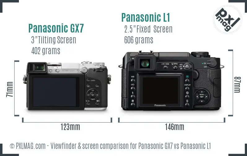 Panasonic GX7 vs Panasonic L1 Screen and Viewfinder comparison