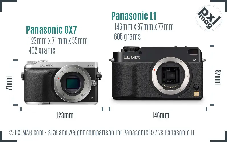 Panasonic GX7 vs Panasonic L1 size comparison