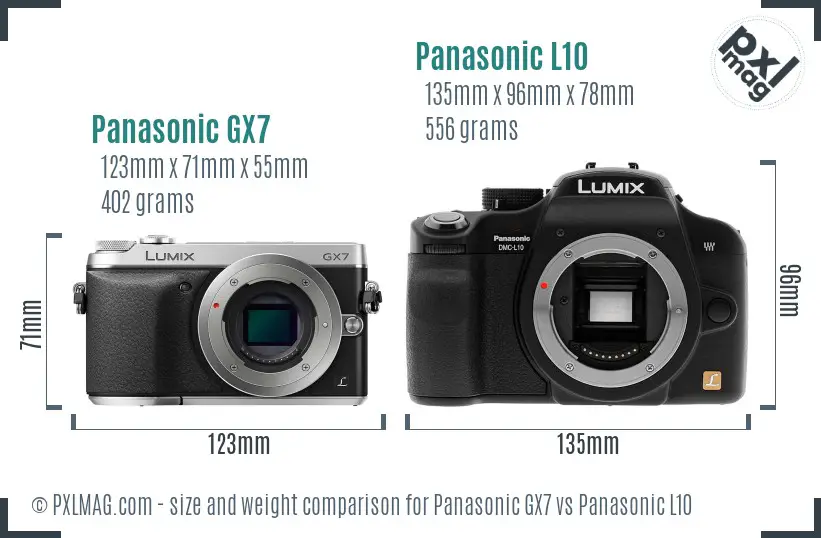 Panasonic GX7 vs Panasonic L10 size comparison