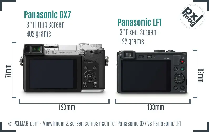 Panasonic GX7 vs Panasonic LF1 Screen and Viewfinder comparison