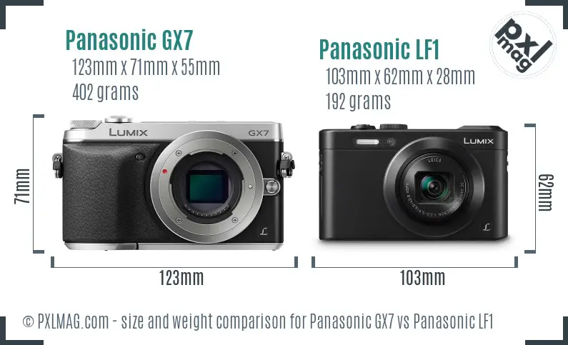 Panasonic GX7 vs Panasonic LF1 size comparison