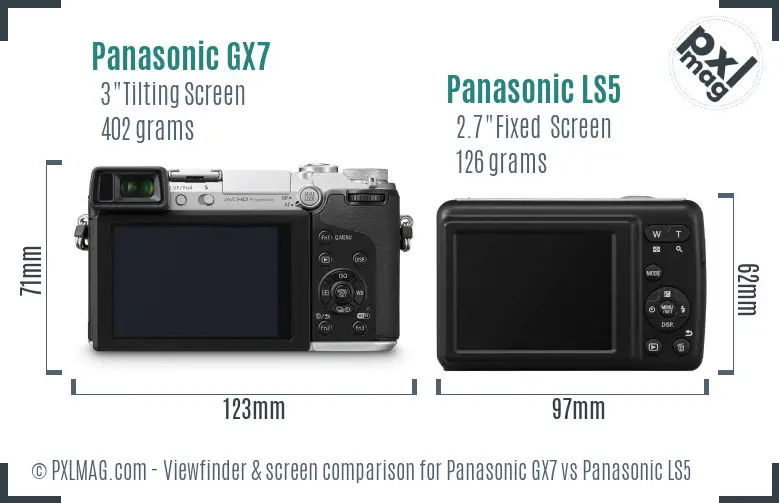 Panasonic GX7 vs Panasonic LS5 Screen and Viewfinder comparison