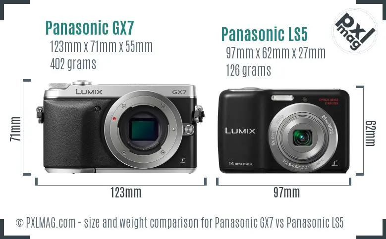 Panasonic GX7 vs Panasonic LS5 size comparison