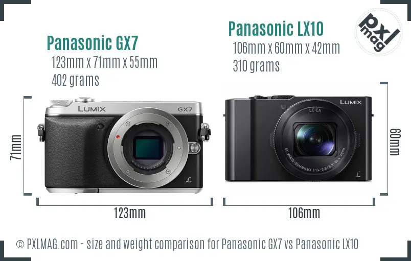 Panasonic GX7 vs Panasonic LX10 size comparison