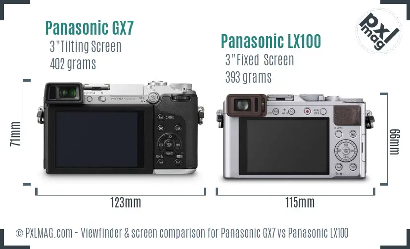 Panasonic GX7 vs Panasonic LX100 Screen and Viewfinder comparison