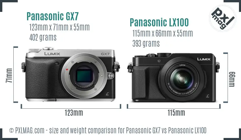 Panasonic GX7 vs Panasonic LX100 size comparison