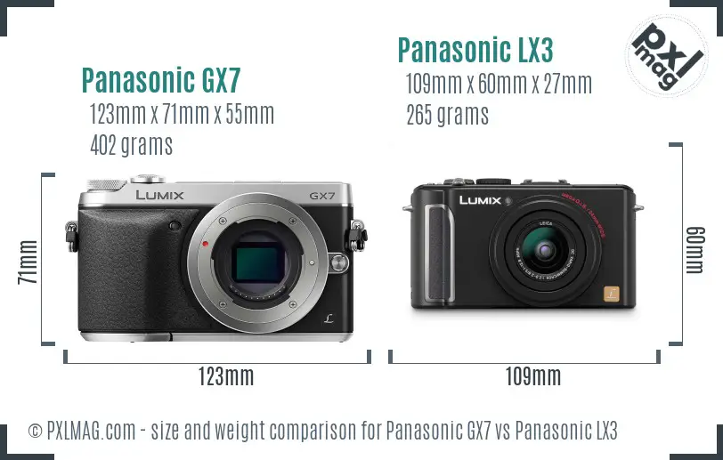 Panasonic GX7 vs Panasonic LX3 size comparison