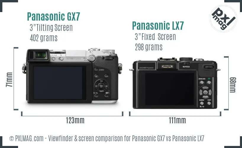 Panasonic GX7 vs Panasonic LX7 Screen and Viewfinder comparison