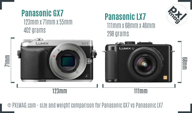 Panasonic GX7 vs Panasonic LX7 size comparison