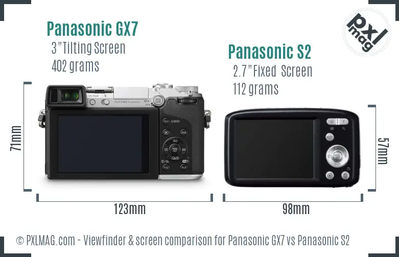 Panasonic GX7 vs Panasonic S2 Screen and Viewfinder comparison