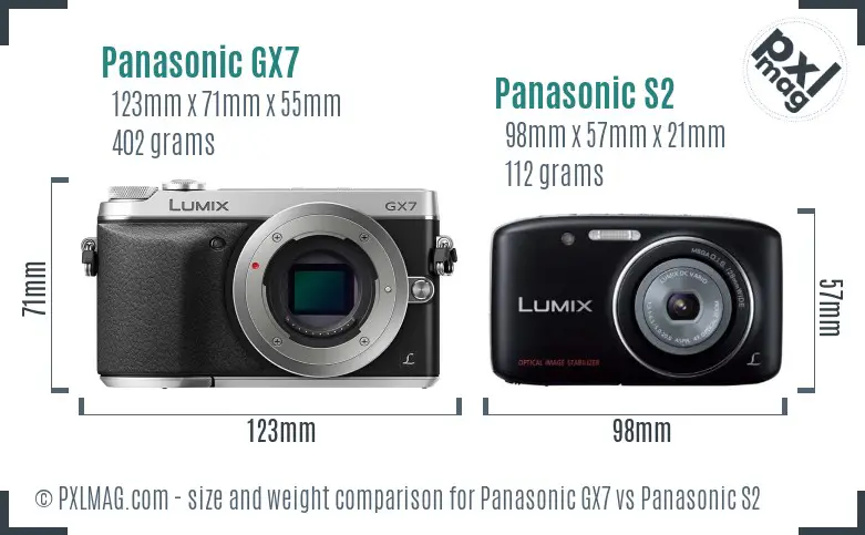 Panasonic GX7 vs Panasonic S2 size comparison