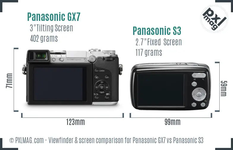 Panasonic GX7 vs Panasonic S3 Screen and Viewfinder comparison