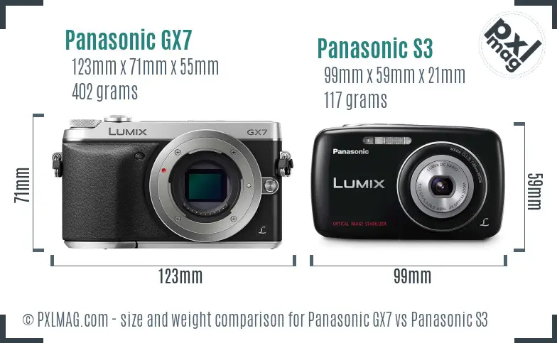 Panasonic GX7 vs Panasonic S3 size comparison