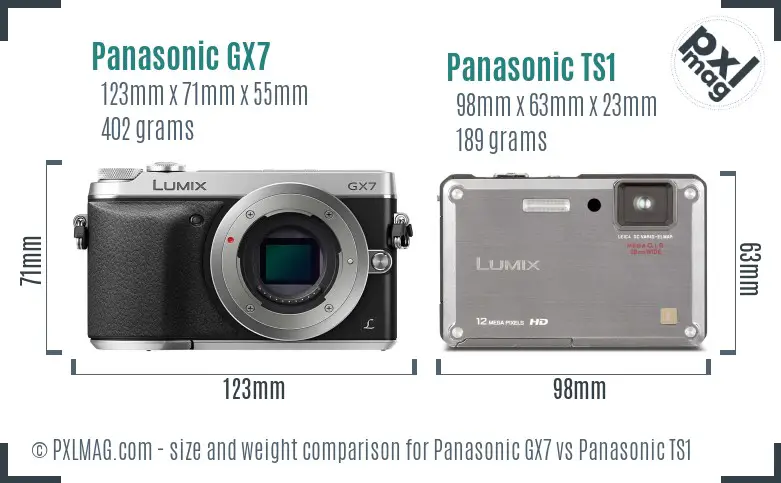 Panasonic GX7 vs Panasonic TS1 size comparison