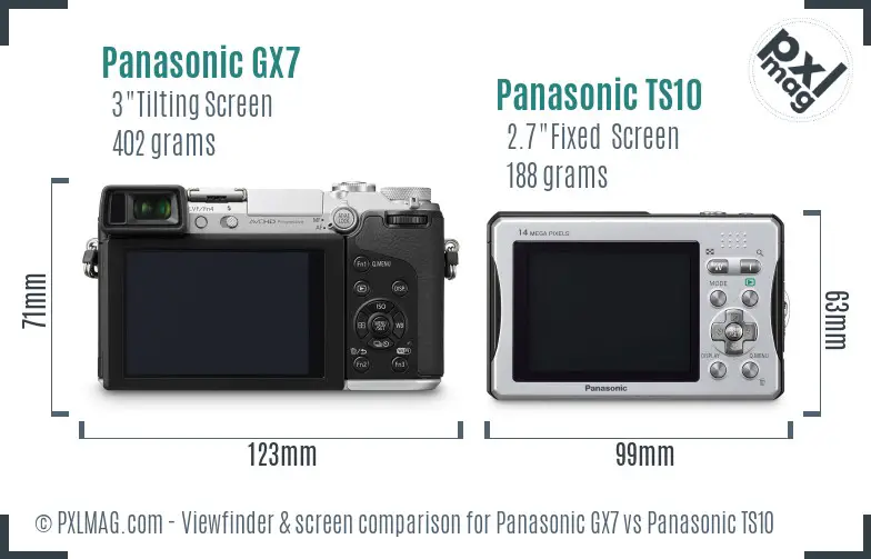Panasonic GX7 vs Panasonic TS10 Screen and Viewfinder comparison