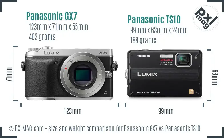 Panasonic GX7 vs Panasonic TS10 size comparison