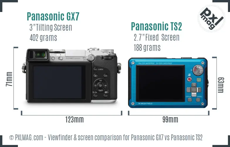 Panasonic GX7 vs Panasonic TS2 Screen and Viewfinder comparison