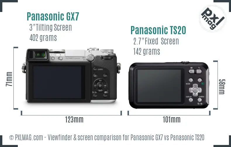 Panasonic GX7 vs Panasonic TS20 Screen and Viewfinder comparison