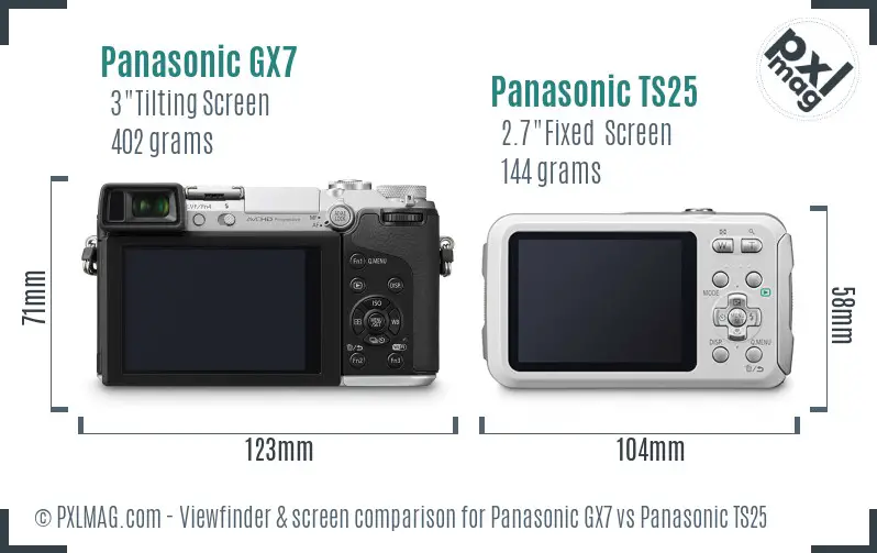 Panasonic GX7 vs Panasonic TS25 Screen and Viewfinder comparison