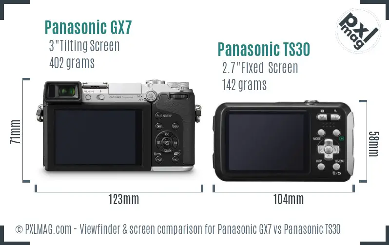 Panasonic GX7 vs Panasonic TS30 Screen and Viewfinder comparison