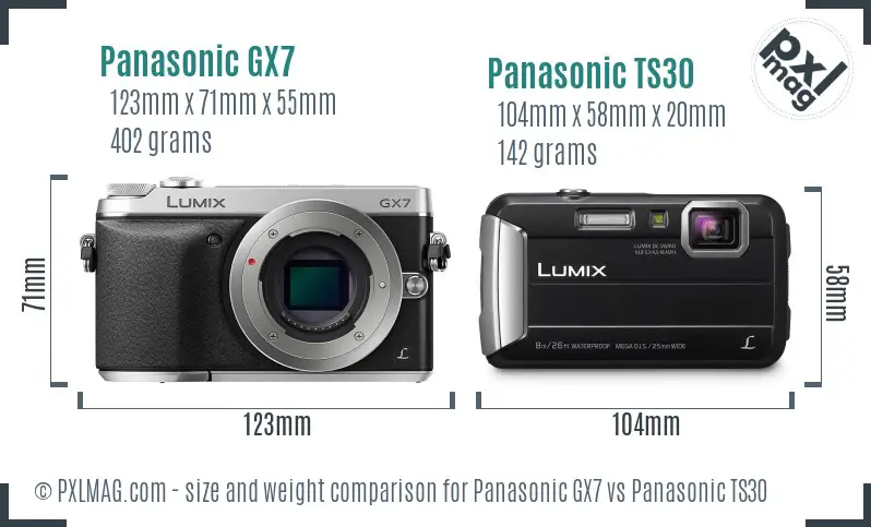 Panasonic GX7 vs Panasonic TS30 size comparison