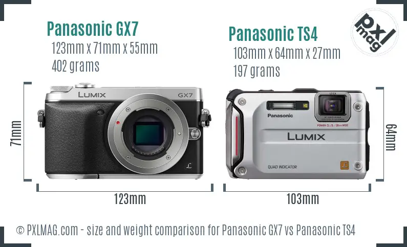 Panasonic GX7 vs Panasonic TS4 size comparison