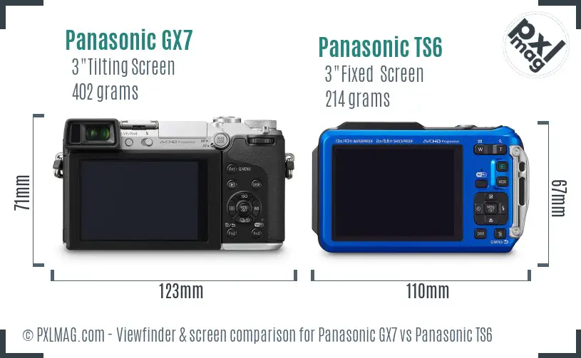 Panasonic GX7 vs Panasonic TS6 Screen and Viewfinder comparison