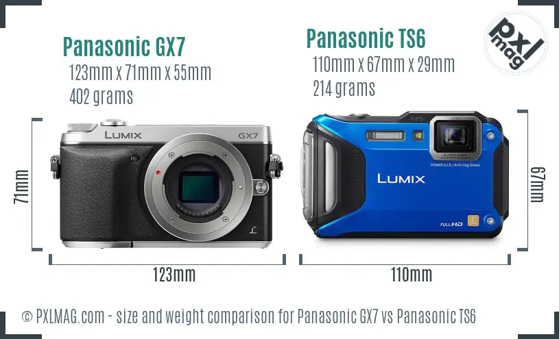 Panasonic GX7 vs Panasonic TS6 size comparison