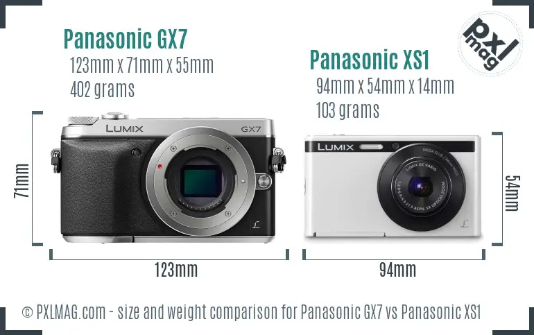 Panasonic GX7 vs Panasonic XS1 size comparison
