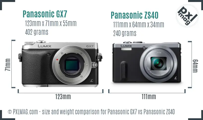 Panasonic GX7 vs Panasonic ZS40 size comparison