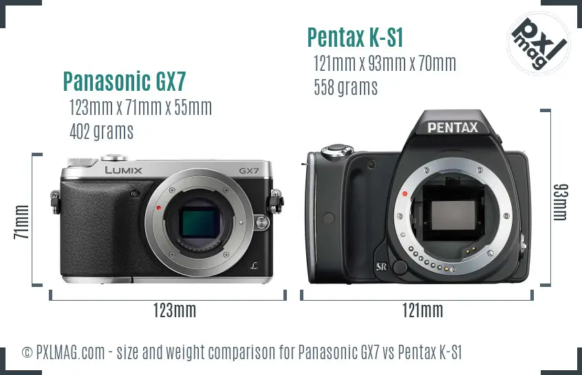 Panasonic GX7 vs Pentax K-S1 size comparison