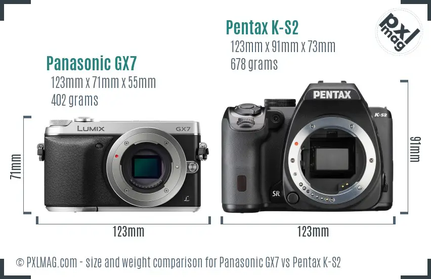 Panasonic GX7 vs Pentax K-S2 size comparison