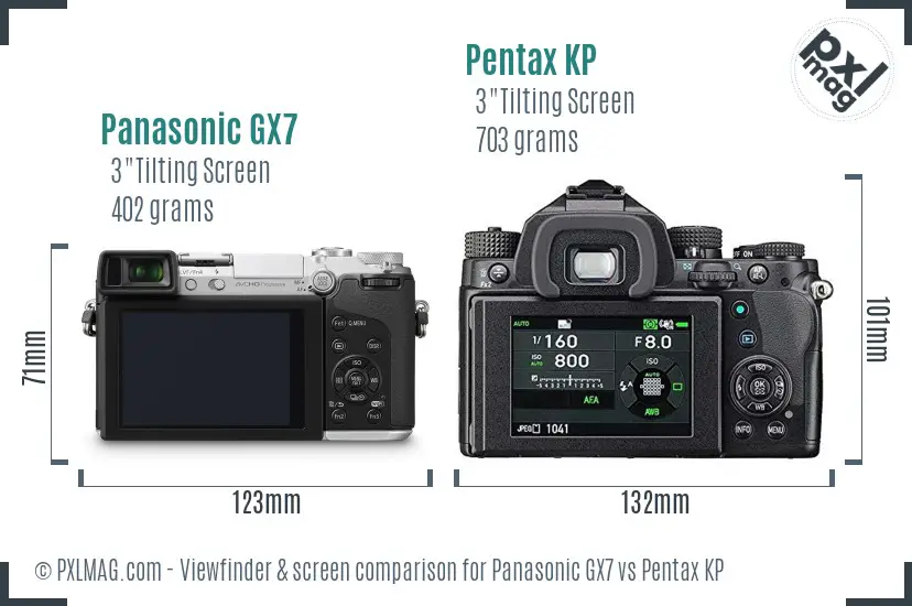 Panasonic GX7 vs Pentax KP Screen and Viewfinder comparison