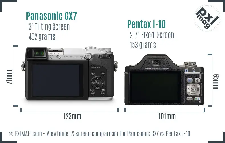 Panasonic GX7 vs Pentax I-10 Screen and Viewfinder comparison